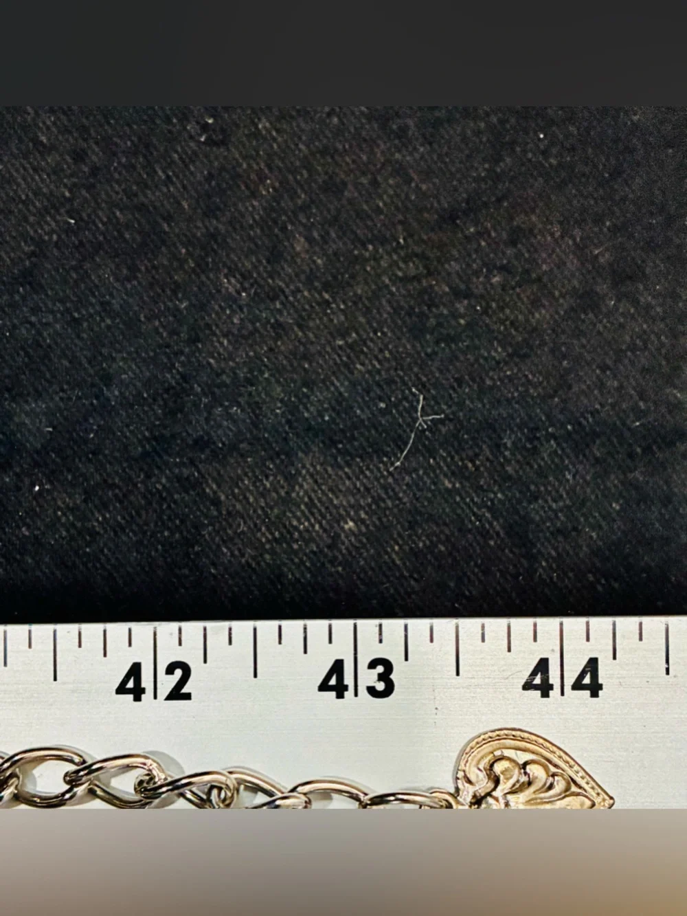 Silver Twisted Ring Chain Waist Belt w/Fleur-De-Lis Charm Silver Chunky 16”-44”